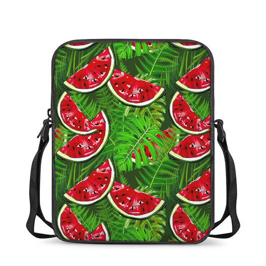 Tropical Leaf Watermelon Pattern Print Rectangular Crossbody Bag