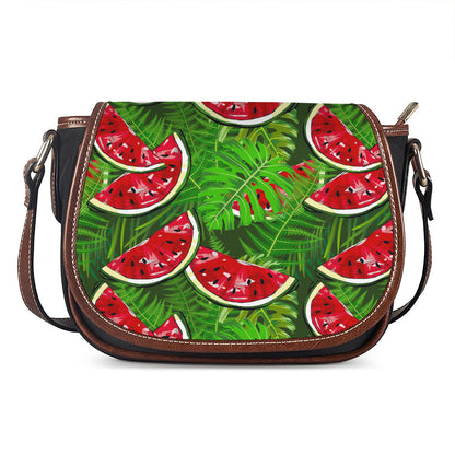Tropical Leaf Watermelon Pattern Print Saddle Bag