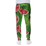Tropical Leaf Watermelon Pattern Print Scuba Joggers
