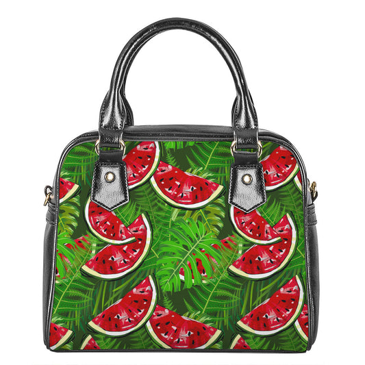 Tropical Leaf Watermelon Pattern Print Shoulder Handbag