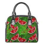 Tropical Leaf Watermelon Pattern Print Shoulder Handbag