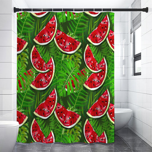 Tropical Leaf Watermelon Pattern Print Shower Curtain