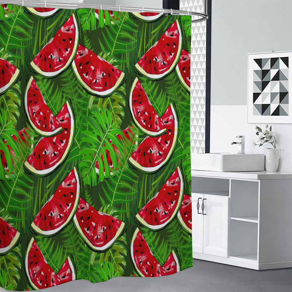 Tropical Leaf Watermelon Pattern Print Shower Curtain