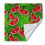 Tropical Leaf Watermelon Pattern Print Silk Bandana