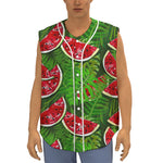 Tropical Leaf Watermelon Pattern Print Sleeveless Baseball Jersey