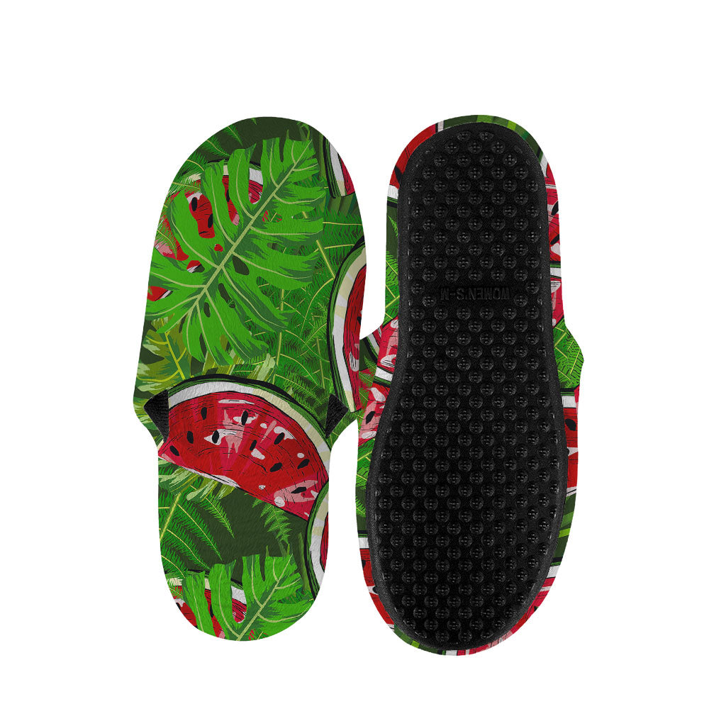 Tropical Leaf Watermelon Pattern Print Slippers