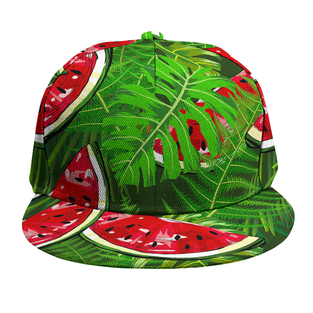 Tropical Leaf Watermelon Pattern Print Snapback Cap