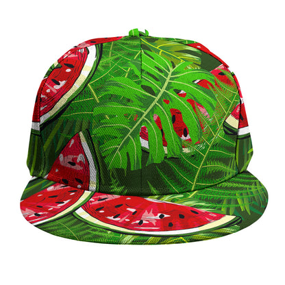 Tropical Leaf Watermelon Pattern Print Snapback Cap