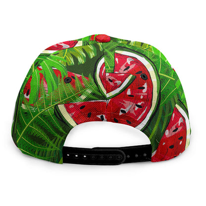 Tropical Leaf Watermelon Pattern Print Snapback Cap
