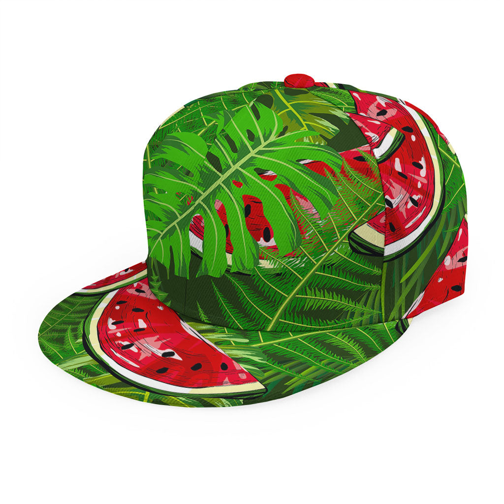 Tropical Leaf Watermelon Pattern Print Snapback Cap