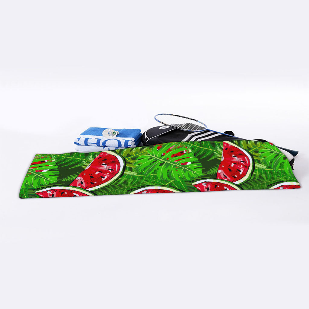 Tropical Leaf Watermelon Pattern Print Sports Towel