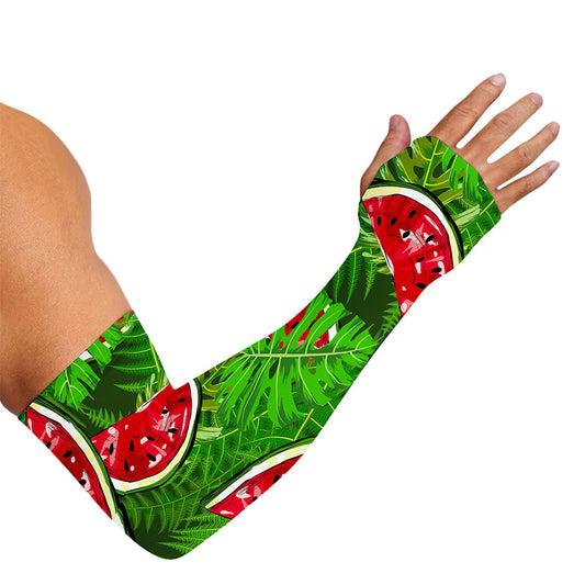 Tropical Leaf Watermelon Pattern Print Sun Protection Arm Sleeves