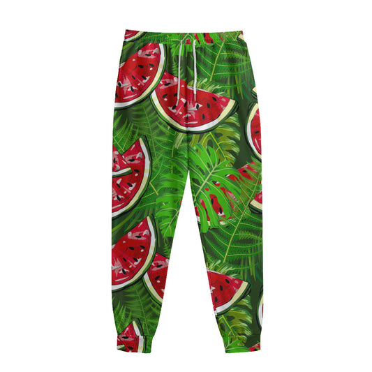 Tropical Leaf Watermelon Pattern Print Sweatpants