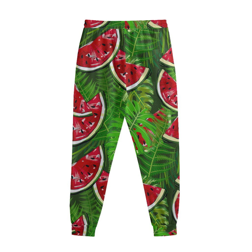 Tropical Leaf Watermelon Pattern Print Sweatpants