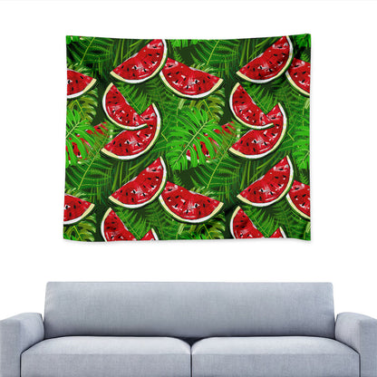 Tropical Leaf Watermelon Pattern Print Tapestry