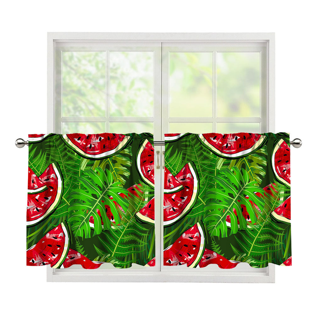Tropical Leaf Watermelon Pattern Print Tier Curtains
