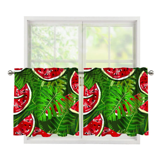 Tropical Leaf Watermelon Pattern Print Tier Curtains