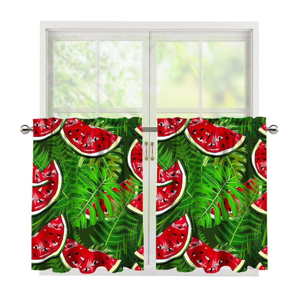Tropical Leaf Watermelon Pattern Print Tier Curtains