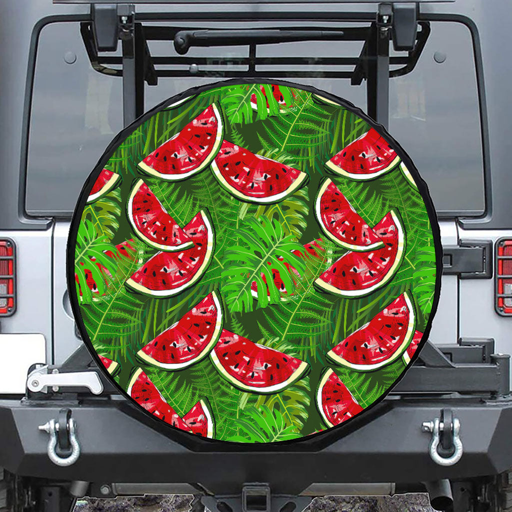 Tropical Leaf Watermelon Pattern Print Tire Cover