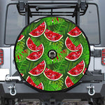 Tropical Leaf Watermelon Pattern Print Tire Cover With Camera Hole