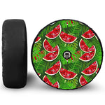 Tropical Leaf Watermelon Pattern Print Tire Cover With Camera Hole