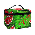 Tropical Leaf Watermelon Pattern Print Travel Makeup Bag