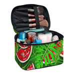 Tropical Leaf Watermelon Pattern Print Travel Makeup Bag