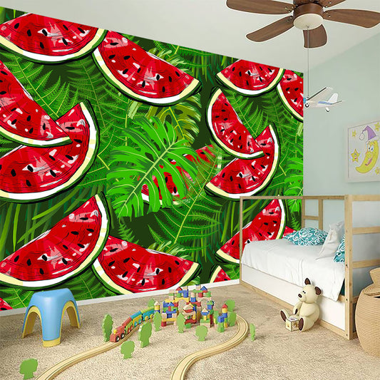 Tropical Leaf Watermelon Pattern Print Wall Sticker