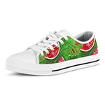 Tropical Leaf Watermelon Pattern Print White Low Top Sneakers