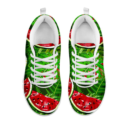 Tropical Leaf Watermelon Pattern Print White Running Shoes