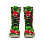 Tropical Leaf Watermelon Pattern Print Winter Boots