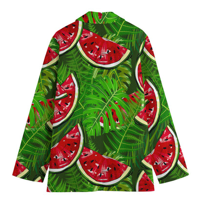 Tropical Leaf Watermelon Pattern Print Women's Blazer