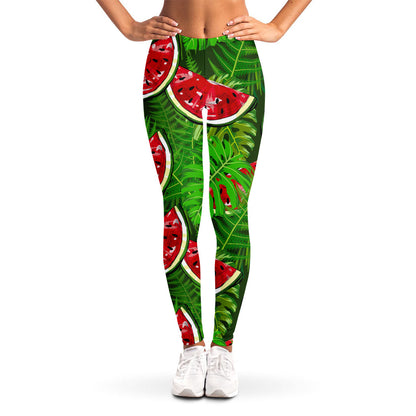 Tropical Leaf Watermelon Pattern Print Women's Leggings