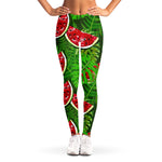 Tropical Leaf Watermelon Pattern Print Women's Leggings