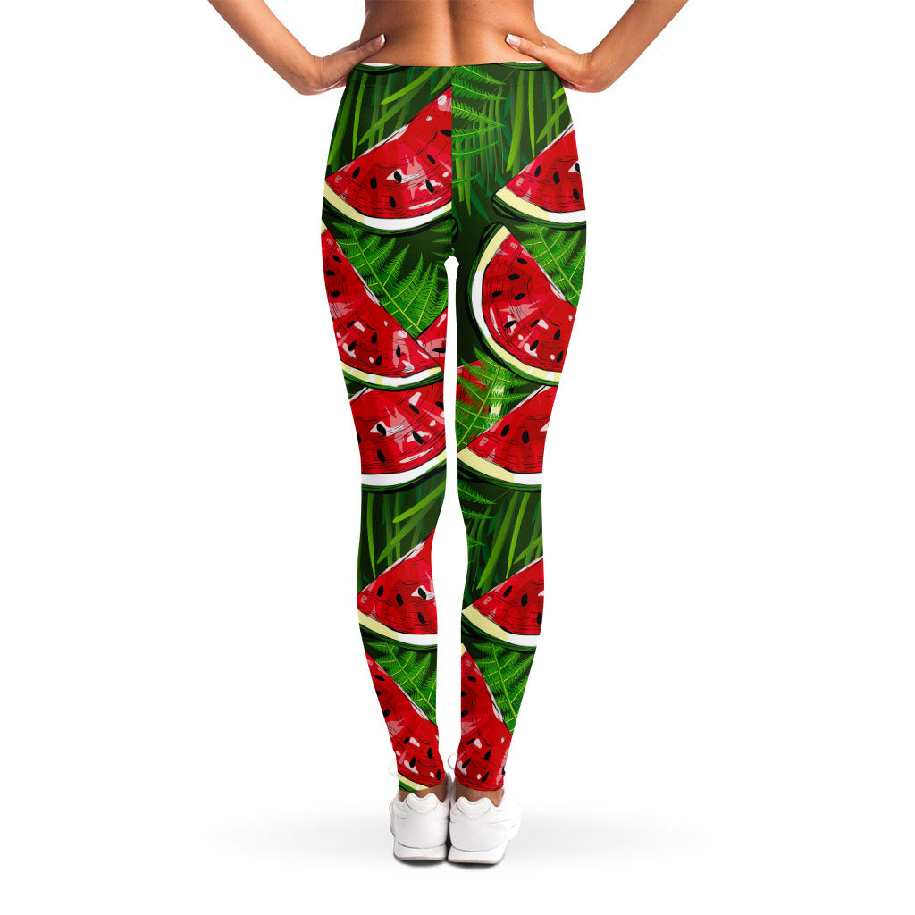 Tropical Leaf Watermelon Pattern Print Women's Leggings