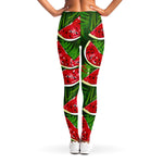 Tropical Leaf Watermelon Pattern Print Women's Leggings