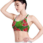 Tropical Leaf Watermelon Pattern Print Women's Sports Bra