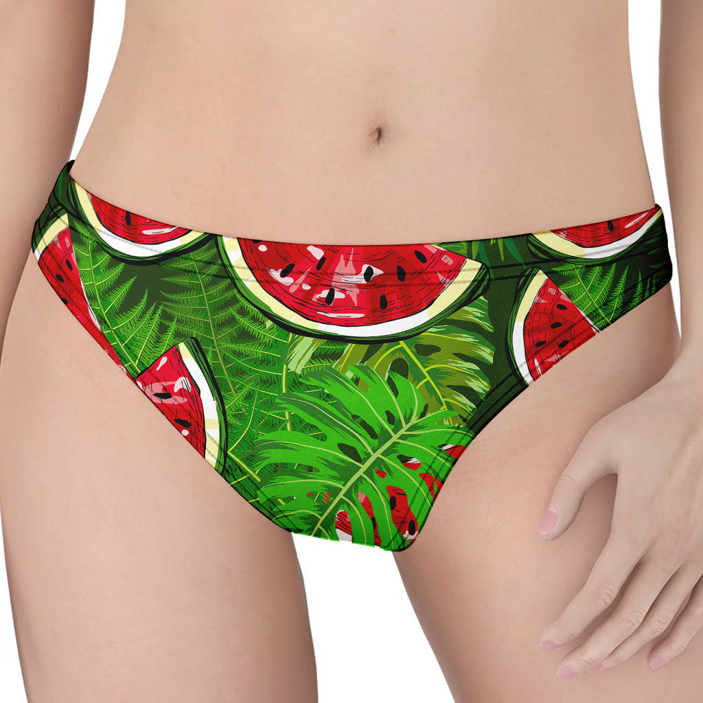 Tropical Leaf Watermelon Pattern Print Women's Thong