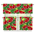 Tropical Leaves Watermelon Pattern Print 3 Piece Kitchen Curtains