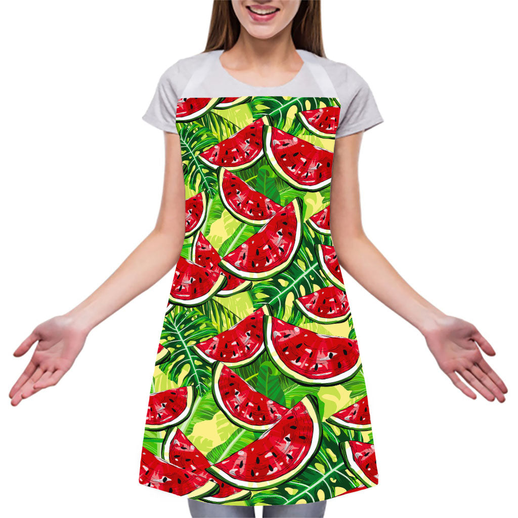Tropical Leaves Watermelon Pattern Print Adjustable Apron