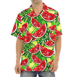 Tropical Leaves Watermelon Pattern Print Aloha Shirt