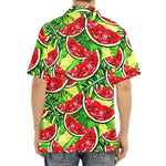 Tropical Leaves Watermelon Pattern Print Aloha Shirt