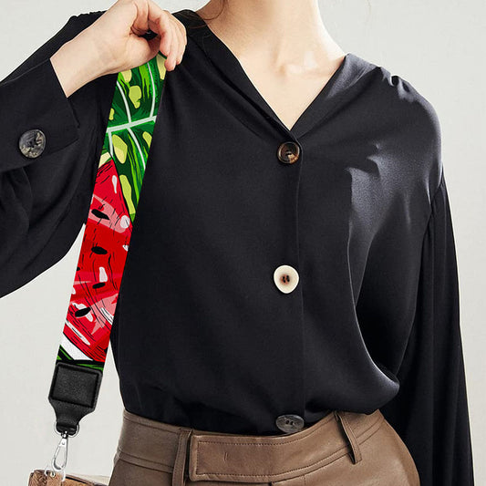 Tropical Leaves Watermelon Pattern Print Bag Strap