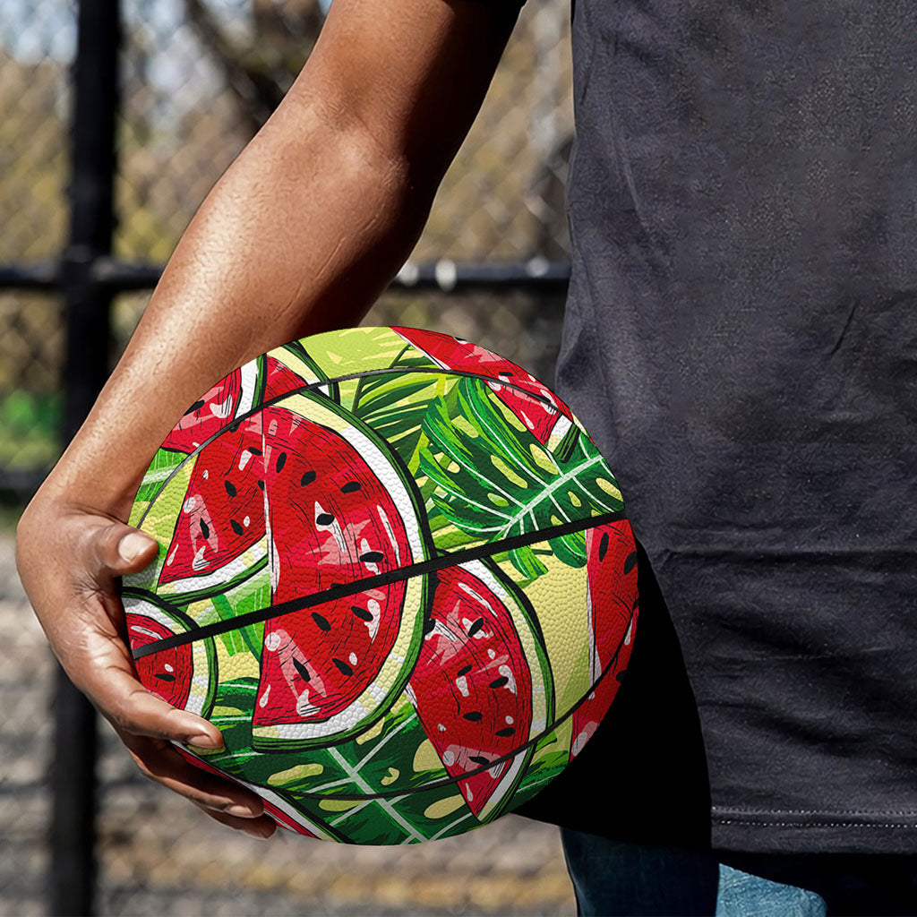 Tropical Leaves Watermelon Pattern Print Basketball