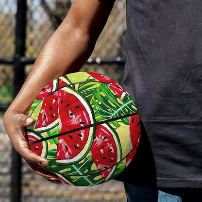 Tropical Leaves Watermelon Pattern Print Basketball