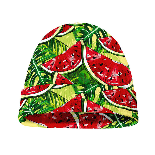Tropical Leaves Watermelon Pattern Print Beanie
