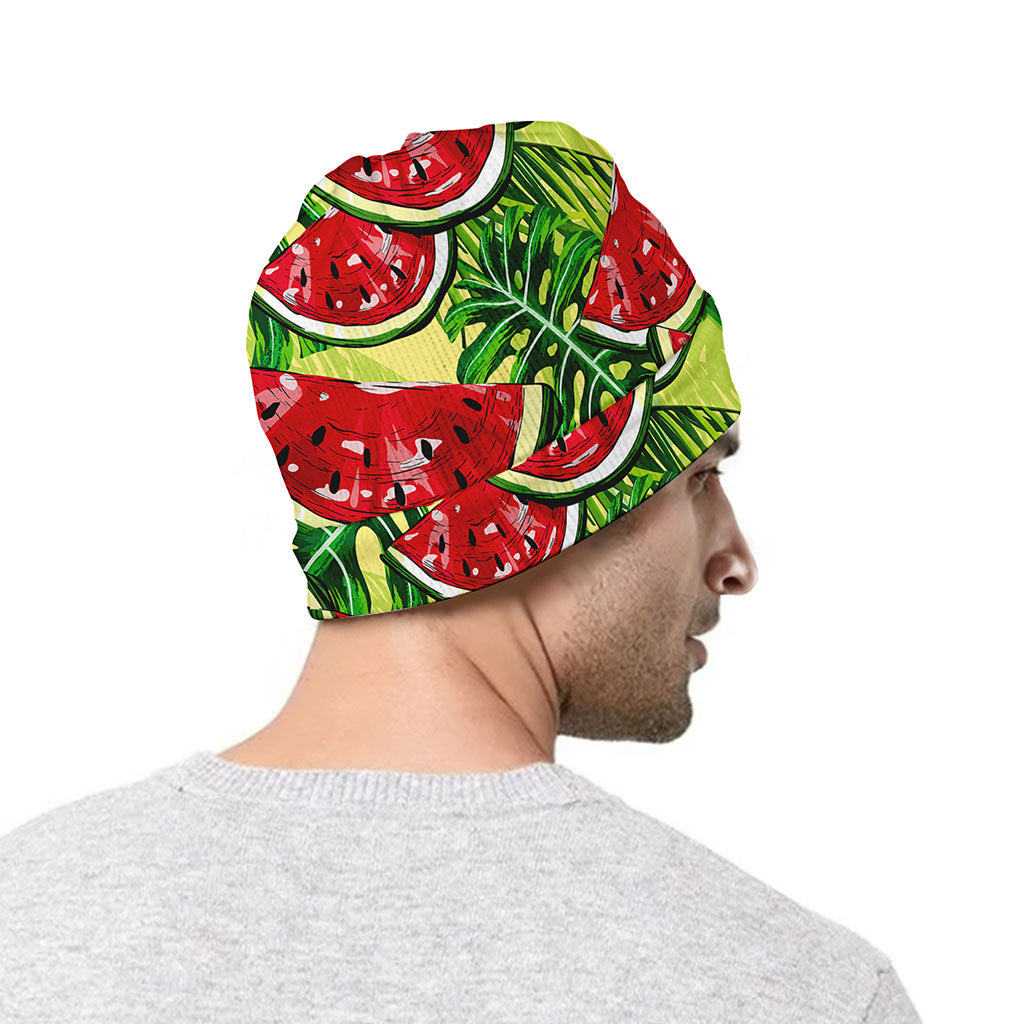 Tropical Leaves Watermelon Pattern Print Beanie