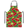 Tropical Leaves Watermelon Pattern Print Bib Apron With Pocket