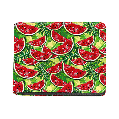 Tropical Leaves Watermelon Pattern Print Bifold Wallet