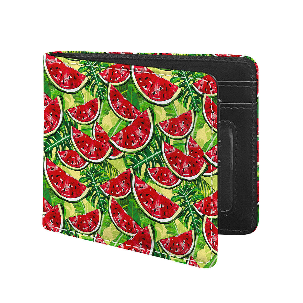 Tropical Leaves Watermelon Pattern Print Bifold Wallet